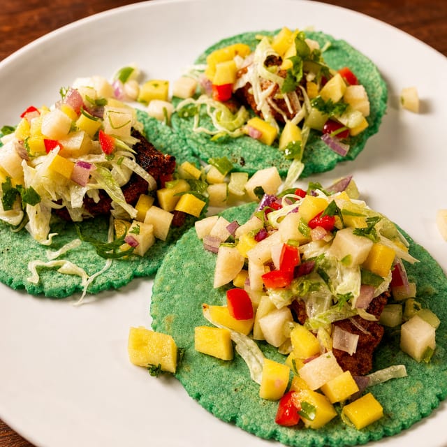 BLACKENED AHI TUNA TACOS.