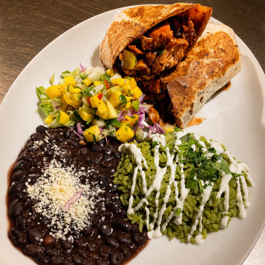 SALMON GOAT CHEESE BURRITO.